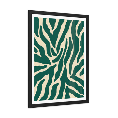 Natural formation 4- Modern Abstract Framed Poster - Green and Beige Wave Pattern Art for Home Decor