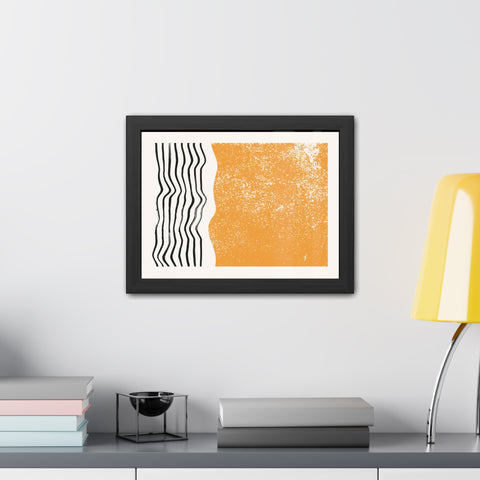 Ink Stamp 8 - Modern Abstract Framed Poster - Orange & Black Art for Home Decor