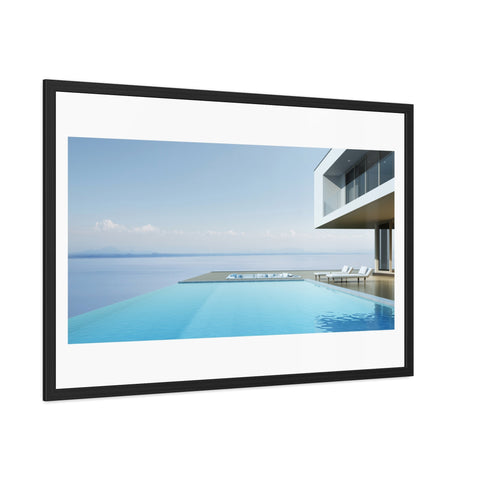 Infinity - Modern Minimalist Framed Poster - Serene Poolside View for Home Decor