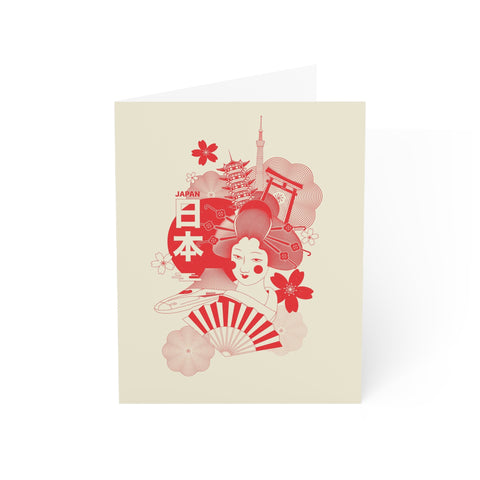 Japanese Geisha Greeting Card — Abstract / Japan Greeting Card - Illustrated, Beautiful, any occasion
