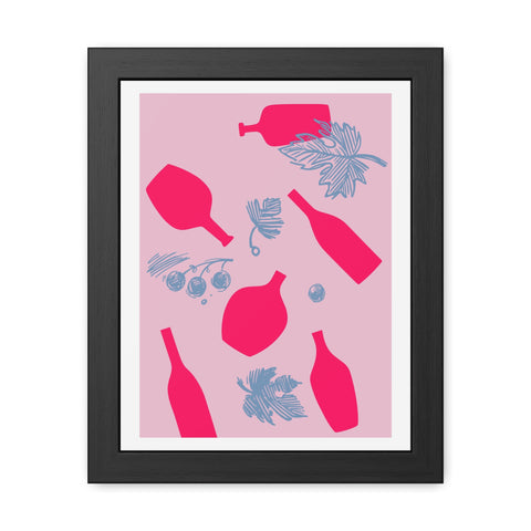 Sonoma 2 - Stylish Framed Art Print: Vibrant Bottles & Leaves Design for Home Decor