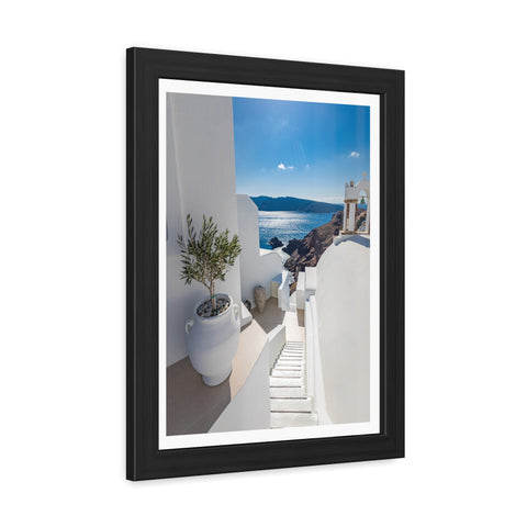 Greek Summer - Serene Coastal Framed Poster - Perfect for Home Decor & Gift Ideas