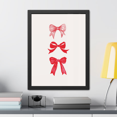With a bow 3 - Charming Red Bow Framed Poster - Perfect Holiday Decor