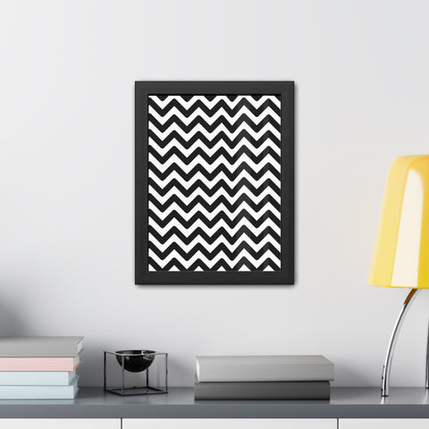 Damien 2 - Modern Chevron Framed Poster | Black & White Wall Art for Home Decor