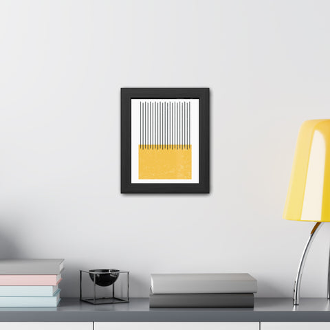 Ink Stamp 4 - Modern Minimalist Framed Poster - Abstract Yellow and Black Design