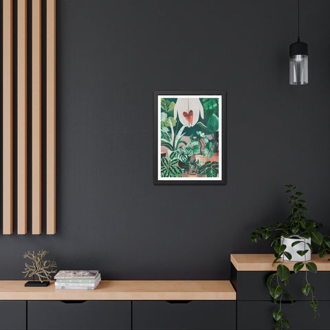 Green Thumb - Botanical Heart Framed Poster - Nature-Inspired Wall Art for Plant Lovers