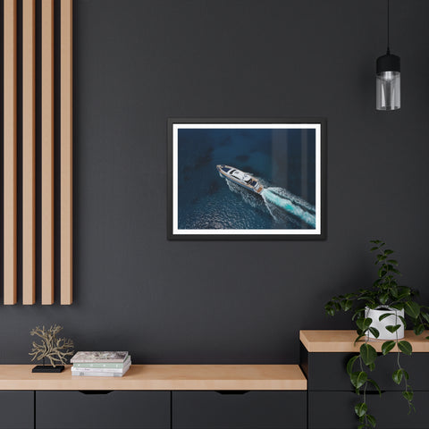 In the water - Nautical Framed Poster - Luxury Yacht at Sea Wall Art