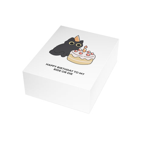 "Happy Birthday to My Ride or Die" Black Cat Birthday Card – Birthday Greeting Card - Illustrated, Funny, Snarky, Modern