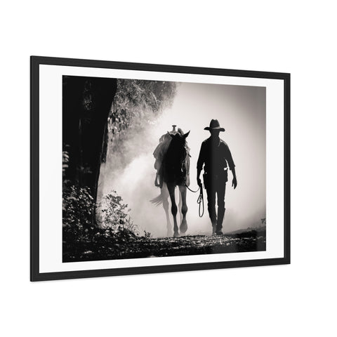 Cowboy & Horse Framed Poster - Rustic Wall Art for Equestrian Lovers