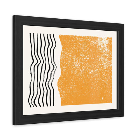 Ink Stamp 8 - Modern Abstract Framed Poster - Orange & Black Art for Home Decor