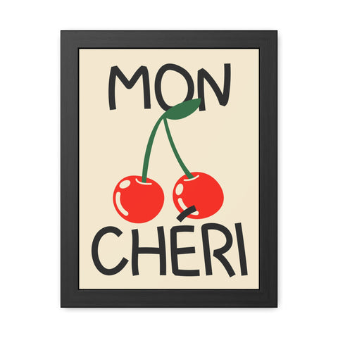 Mon Cheri Cherry Framed Poster - Fun Wall Art for Home Decor