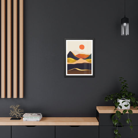 South 1 - Modern Framed Landscape Poster - Abstract Mountain Art for Cozy Home Decor