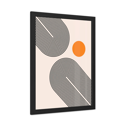 Brenda 1 - Modern Abstract Framed Poster with Geometric Design and Orange Accent