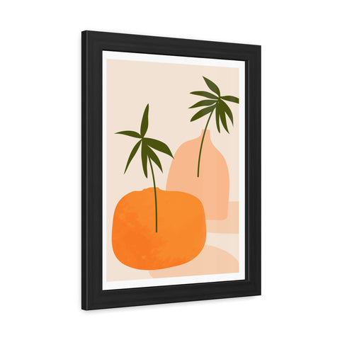 Agora 2 - Modern Framed Poster - Abstract Palm and Fruit Design for Home Decor