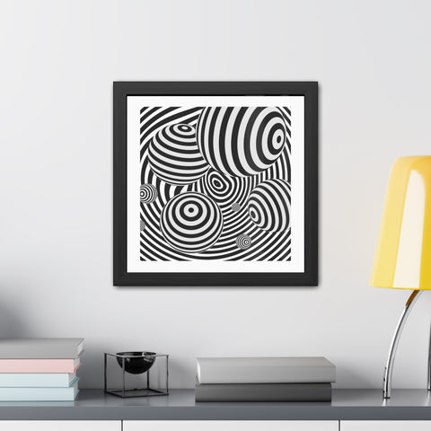 Stark 4 - Modern Abstract Framed Poster - Striking Black and White Spiral Design