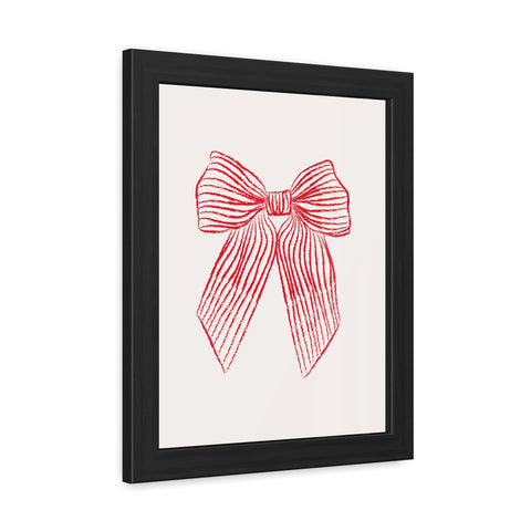 With a bow 1 - Elegant Red Ribbon Framed Poster | Holiday Decor & Gift