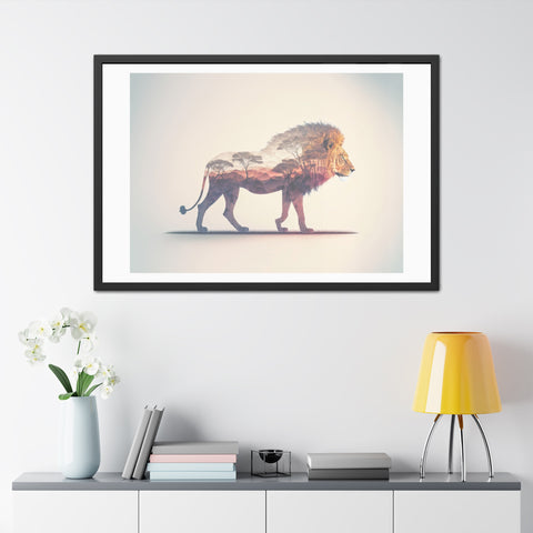 Lionscape - Majestic Lion Framed Poster - Wildlife Art for Home Decor