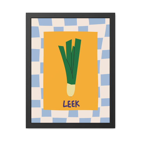Whimsical Leek Framed Poster - Kitchen Art for Food Lovers
