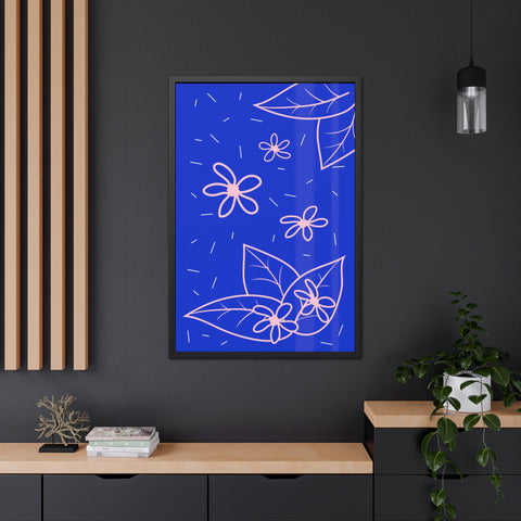 When life gives you lemons 3 - Blue Floral Framed Poster - Modern Botanical Art for Home Decor