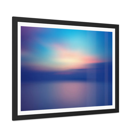 Ariel Sunset - Calming Framed Poster - Abstract Blue and Pink Wall Art for Home Decor