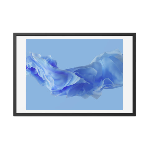 Foldable Study - Serene Blue Abstract Framed Poster - Modern Wall Art Decor for Calm Spaces