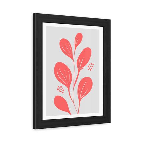 Stratica 3 - Modern Framed Floral Poster - Coral Leaf Design for Home Décor