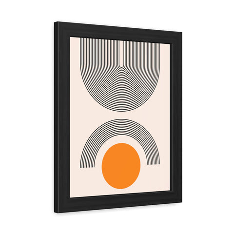 Brenda 2 - Modern Geometric Framed Poster - Minimalist Wall Art with Orange Circle
