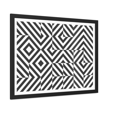 Horizon Grid 2 - Modern Geometric Framed Poster - Black and White Wall Art for Home Decor
