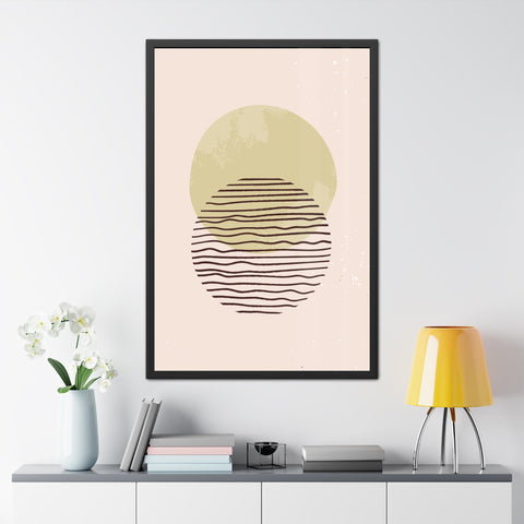 Blend 1 - Modern Minimalist Framed Poster – Abstract Green and Beige Art