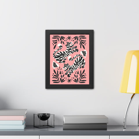Mirror 4 - Playful Tiger Framed Poster Art for Animal Lovers - Vibrant Wall Decor