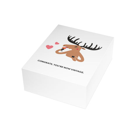 "Congrats, You’re Now Vintage" Moose Greeting Card — Birthday Greeting Card - Illustrated, Funny, Snarky, Modern