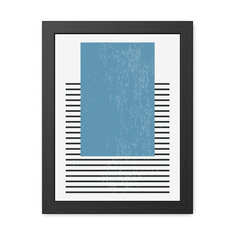 Ink Stamp 2 - Modern Minimalist Framed Poster - Blue Abstract Design for Home Decor