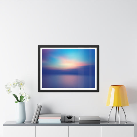 Ariel Sunset - Calming Framed Poster - Abstract Blue and Pink Wall Art for Home Decor