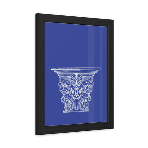Greeked Out 1 - Elegant Architectural Framed Poster - Classic Column Design on Bold Blue Background