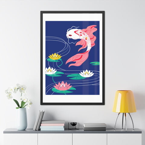 Japanese Garden 1 - Koi Fish Framed Poster - Tranquil Water Lily Art for Home Décor