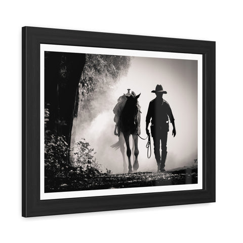 Cowboy & Horse Framed Poster - Rustic Wall Art for Equestrian Lovers