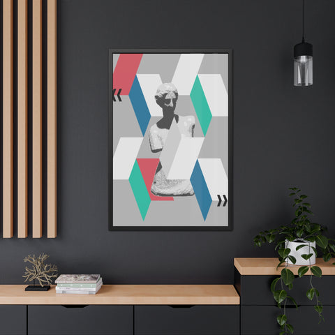 Abstractica 4 - Modern Framed Poster Art - Abstract Geometric Statue Design
