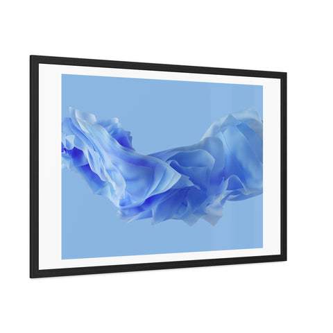 Foldable Study - Serene Blue Abstract Framed Poster - Modern Wall Art Decor for Calm Spaces