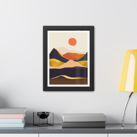 South 1 - Modern Framed Landscape Poster - Abstract Mountain Art for Cozy Home Decor