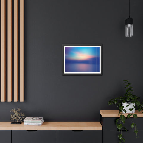 Ariel Sunset - Calming Framed Poster - Abstract Blue and Pink Wall Art for Home Decor