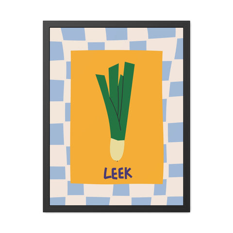 Whimsical Leek Framed Poster - Kitchen Art for Food Lovers