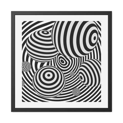 Stark 4 - Modern Abstract Framed Poster - Striking Black and White Spiral Design