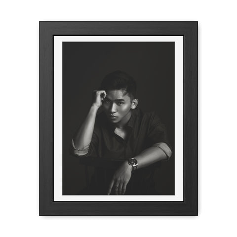Male Portrait 1 - Elegant Framed Poster - Black and White Portrait for Modern Décor