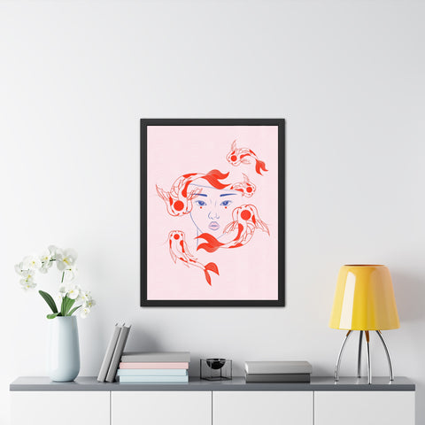 Koi Fish Art Framed Poster - Serene Wall Decoration for Home Decor Enthusiasts