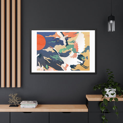 Pelican 2 - Elegant Crane Framed Poster - Serene Wall Art for Nature Lovers