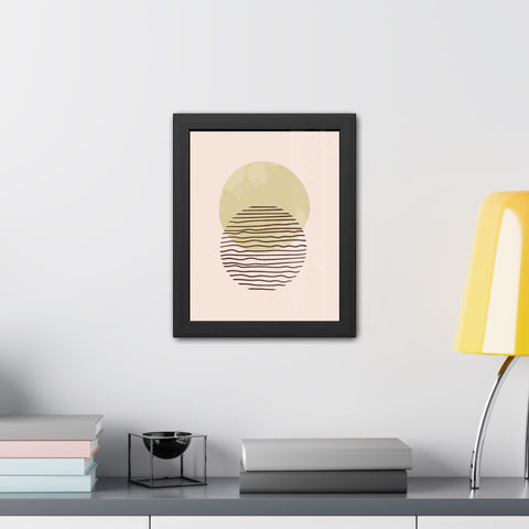 Blend 1 - Modern Minimalist Framed Poster – Abstract Green and Beige Art