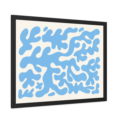Mer 1 - Abstract Blue Coral Framed Poster - Modern Wall Art for Home Decor