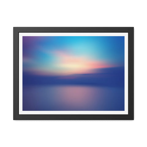 Ariel Sunset - Calming Framed Poster - Abstract Blue and Pink Wall Art for Home Decor
