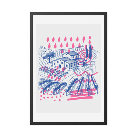 Wine Country 3 - Vibrant Vineyard Framed Poster - Modern Art Decor for Wine Lovers