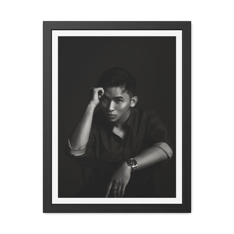 Male Portrait 1 - Elegant Framed Poster - Black and White Portrait for Modern Décor